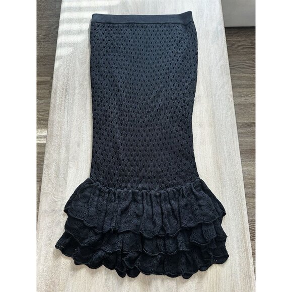 Beach Riot Crochet Knit Polly Mermaid Maxi Skirt Black Size Large - Picture 7 of 7